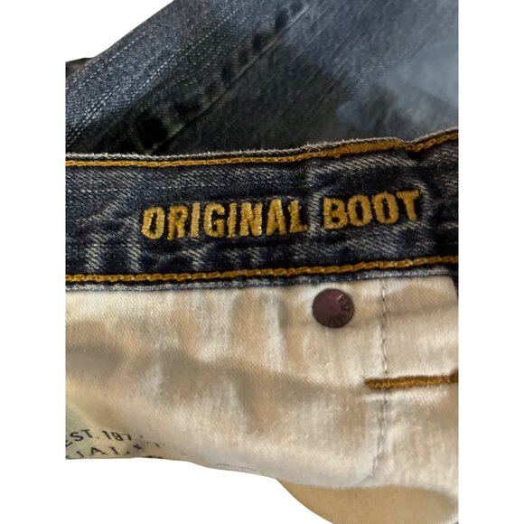 American Eagle Original Boot Jeans Mens 34x36 Distressed Cotton Used *One Hole - Picture 7 of 16